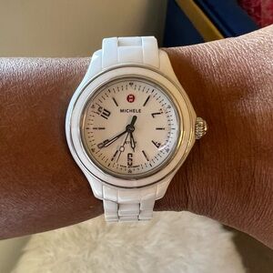 White Michele Watch (Needs Battery)